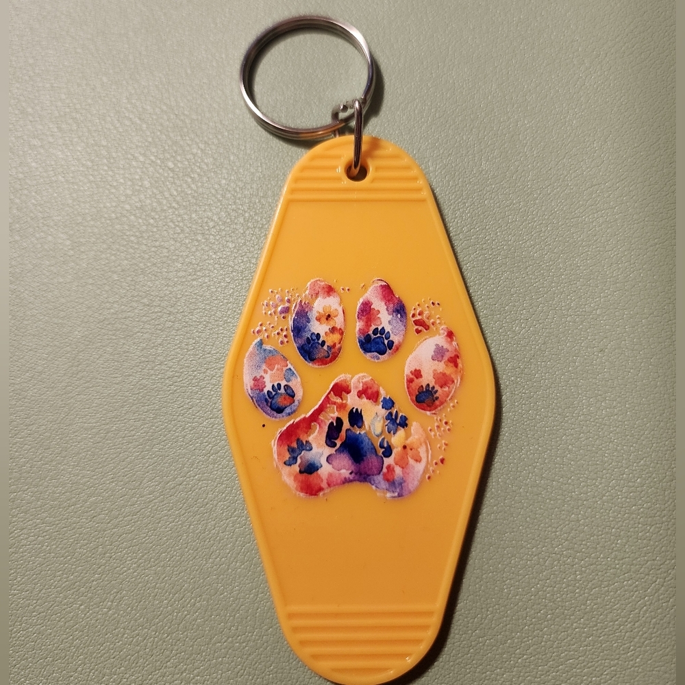 Yellow Paw Print Keychain